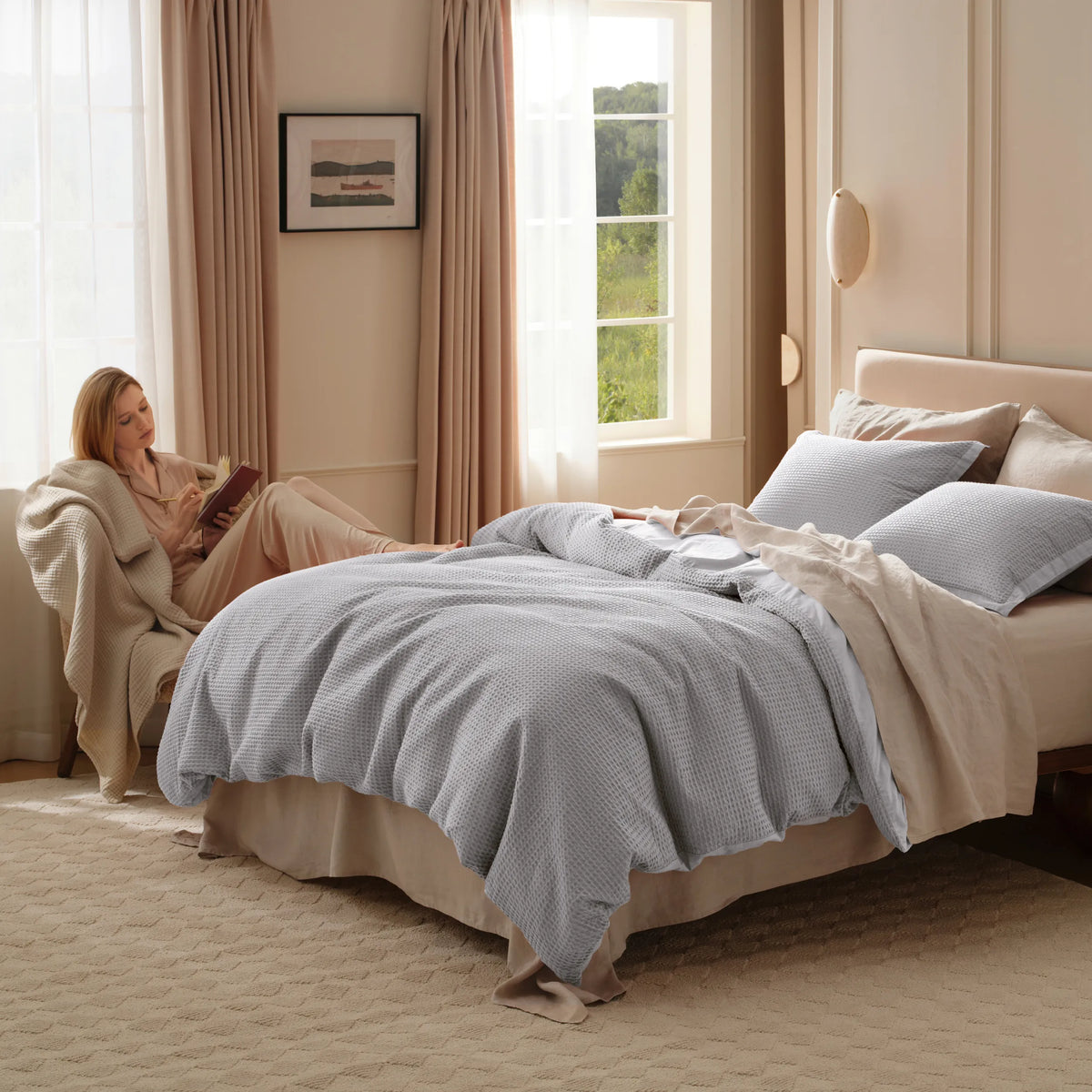 Cotton Waffle Weave Duvet Cover Set