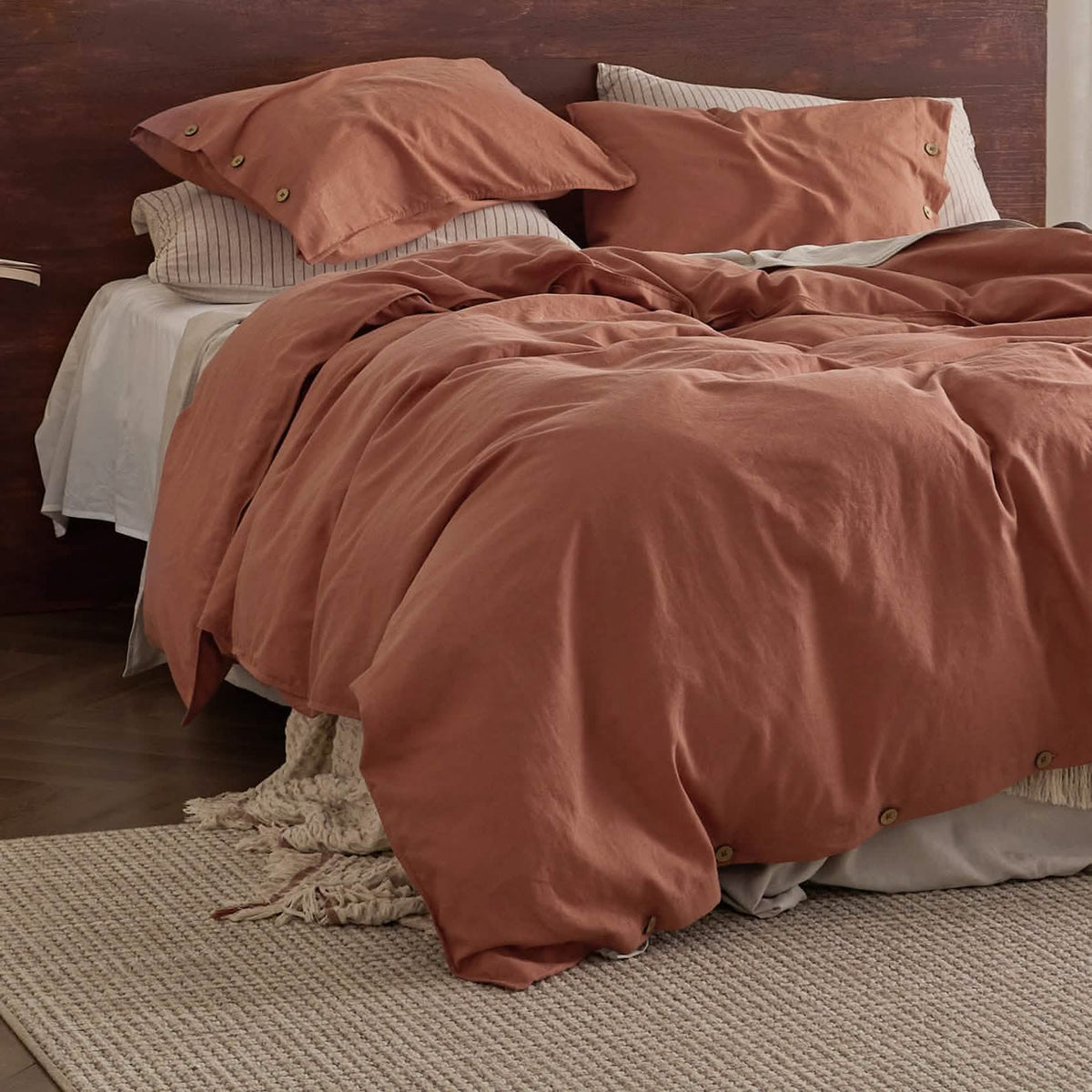 Cotton Linen Hybrid Duvet Cover Set