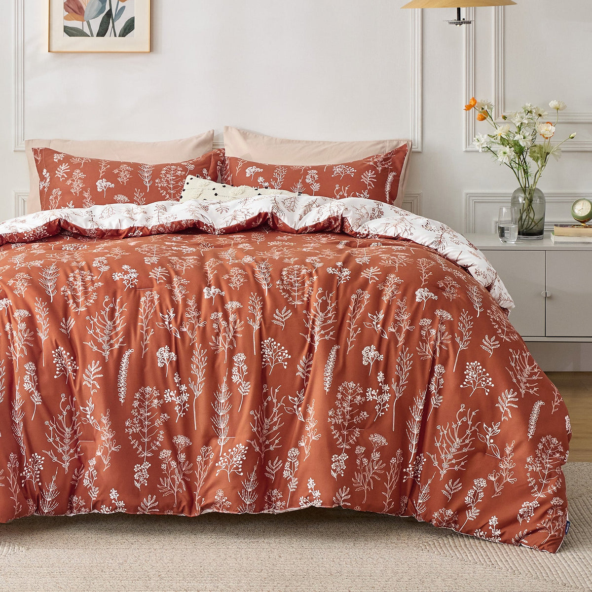 Reversible Floral Print Duvet Cover Set
