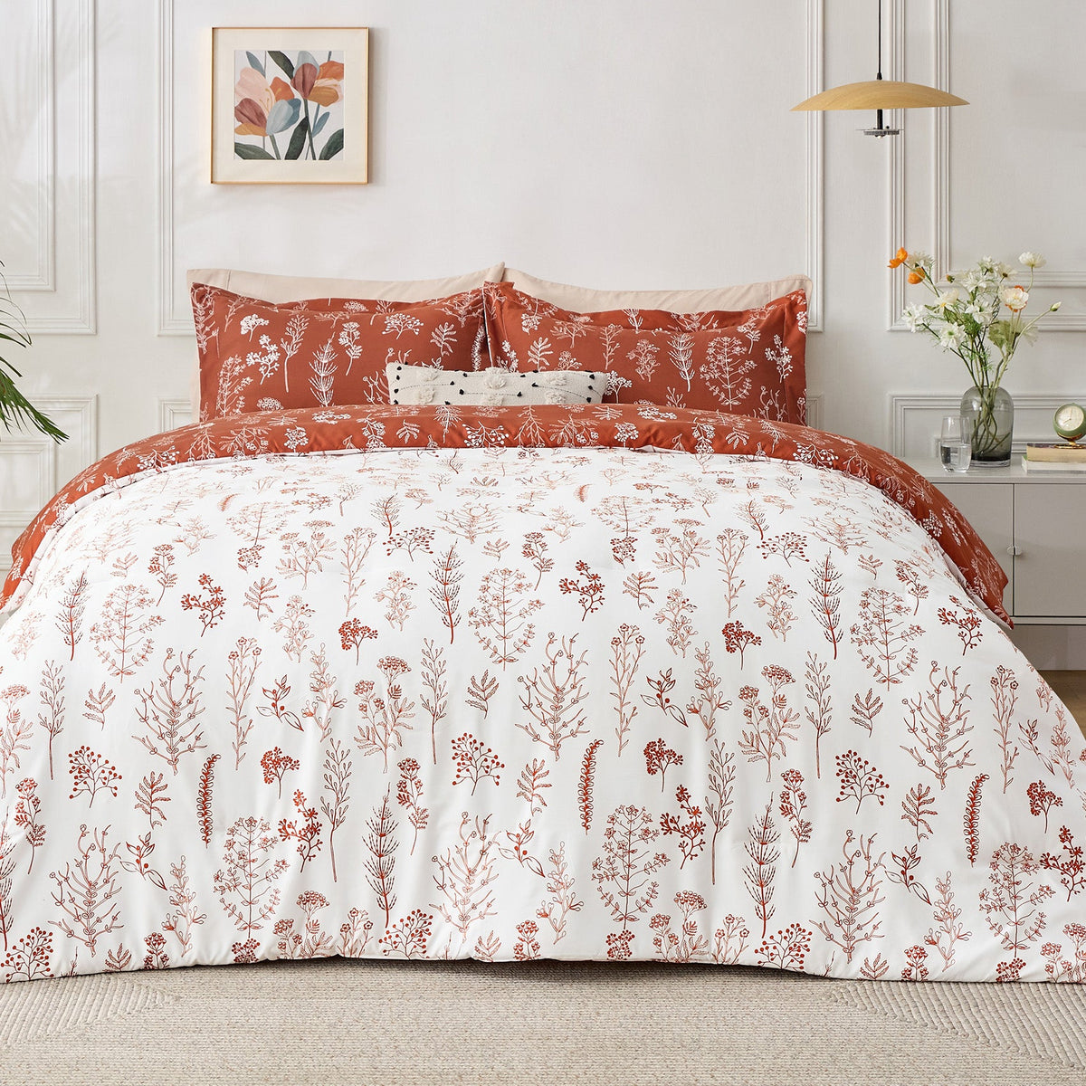 Reversible Floral Print Duvet Cover Set