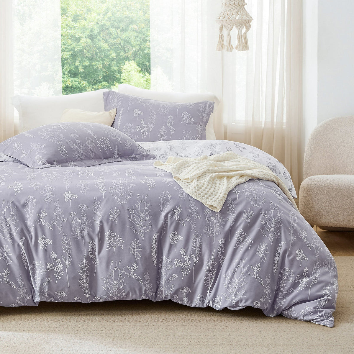 Reversible Floral Print Duvet Cover Set