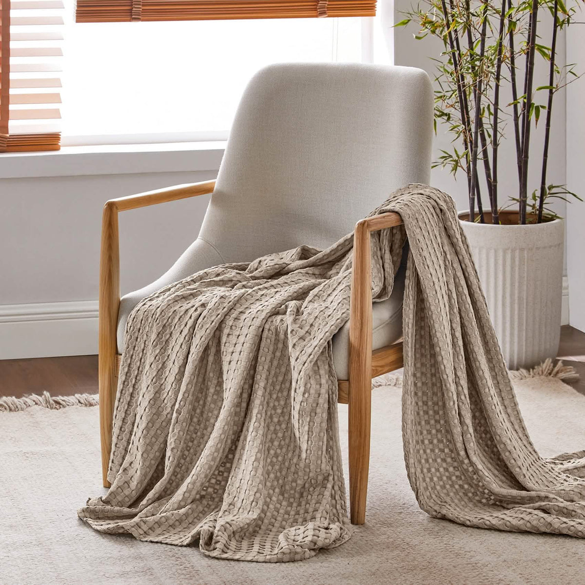 Rayon Derived From Bamboo Waffle Blanket