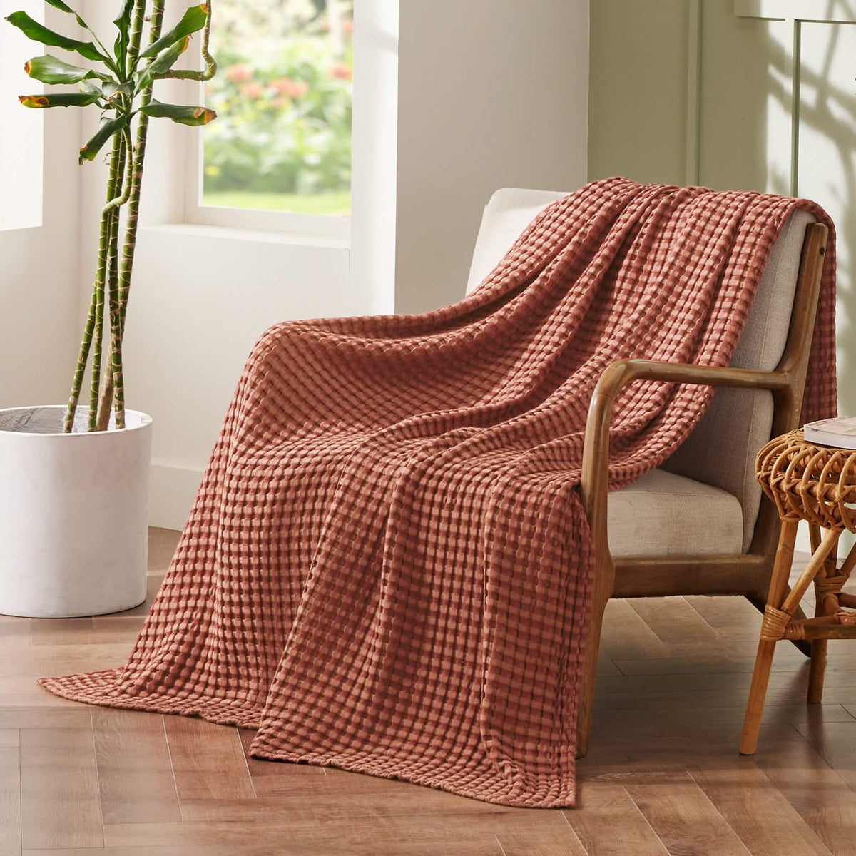 Rayon Derived From Bamboo Waffle Blanket