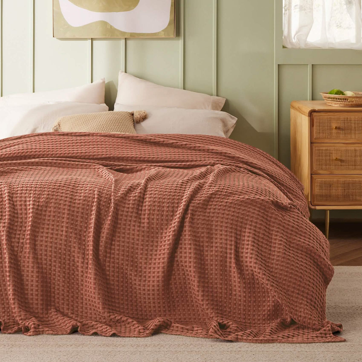 Rayon Derived From Bamboo Waffle Blanket