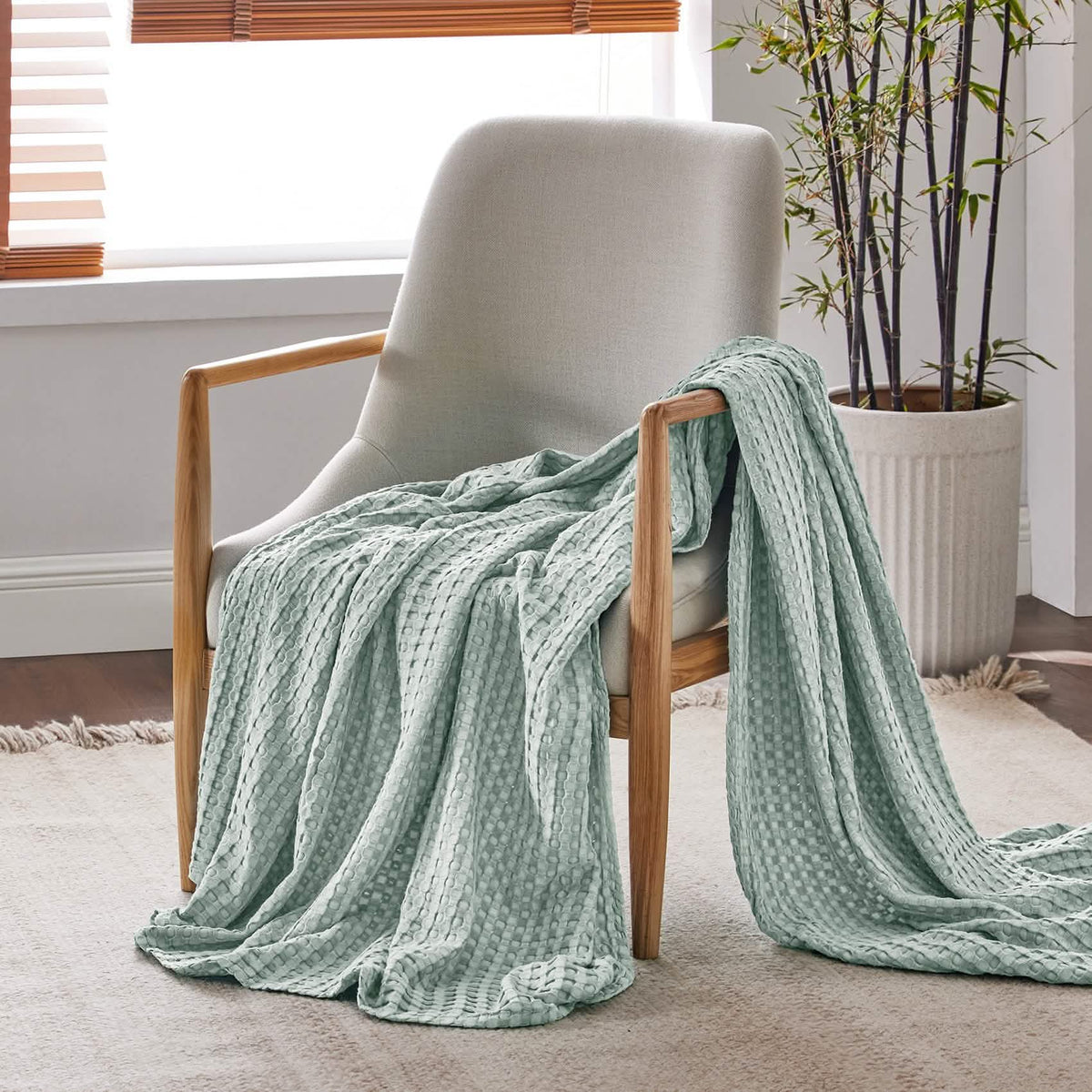 Rayon Derived From Bamboo Waffle Blanket