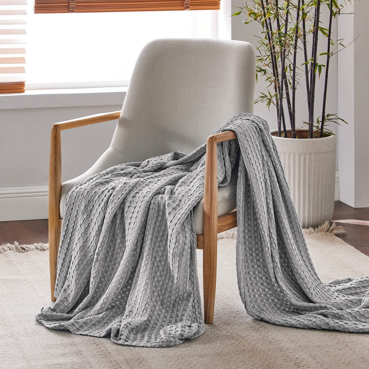 Rayon Derived From Bamboo Waffle Blanket
