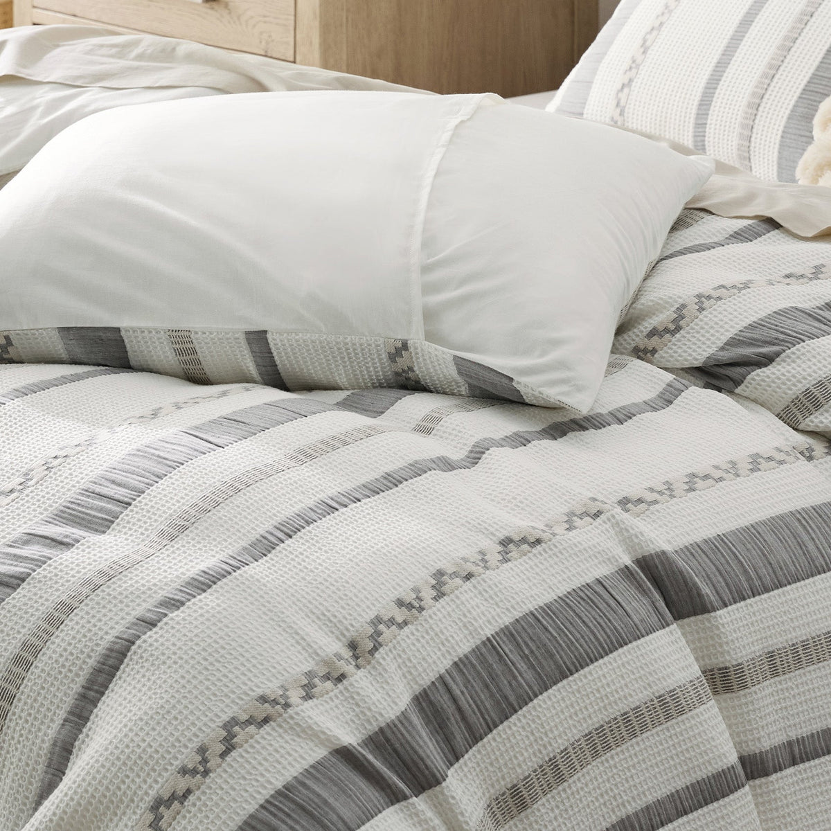 Cotton Boho Waffle Weave Duvet Cover Set