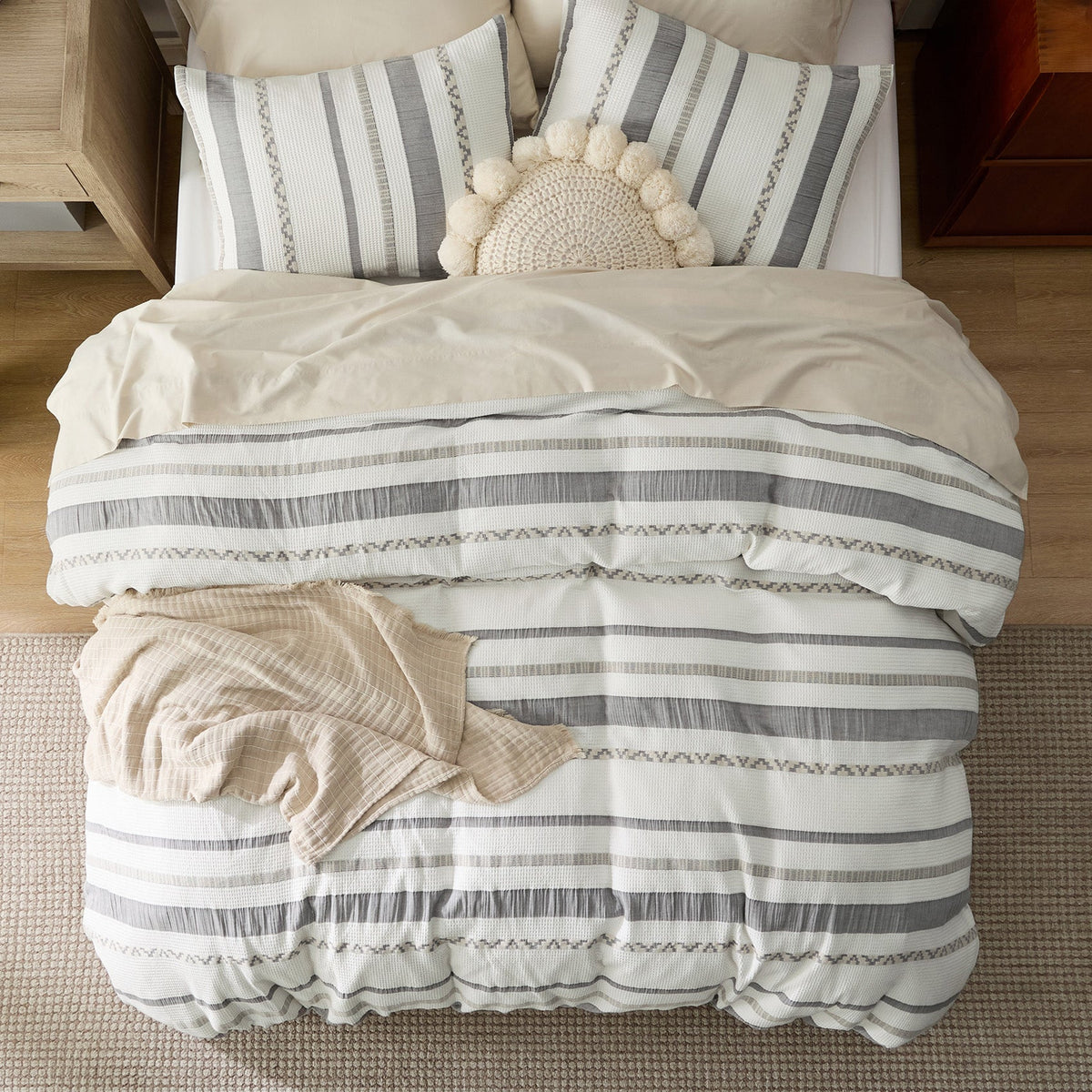 Cotton Boho Waffle Weave Duvet Cover Set