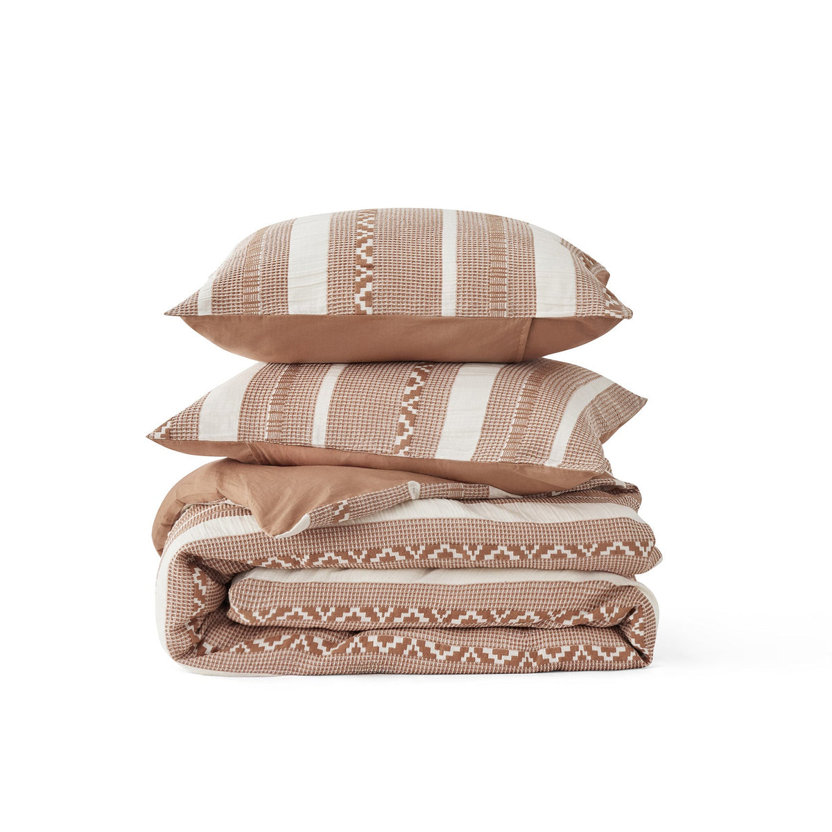 Cotton Boho Waffle Weave Duvet Cover Set