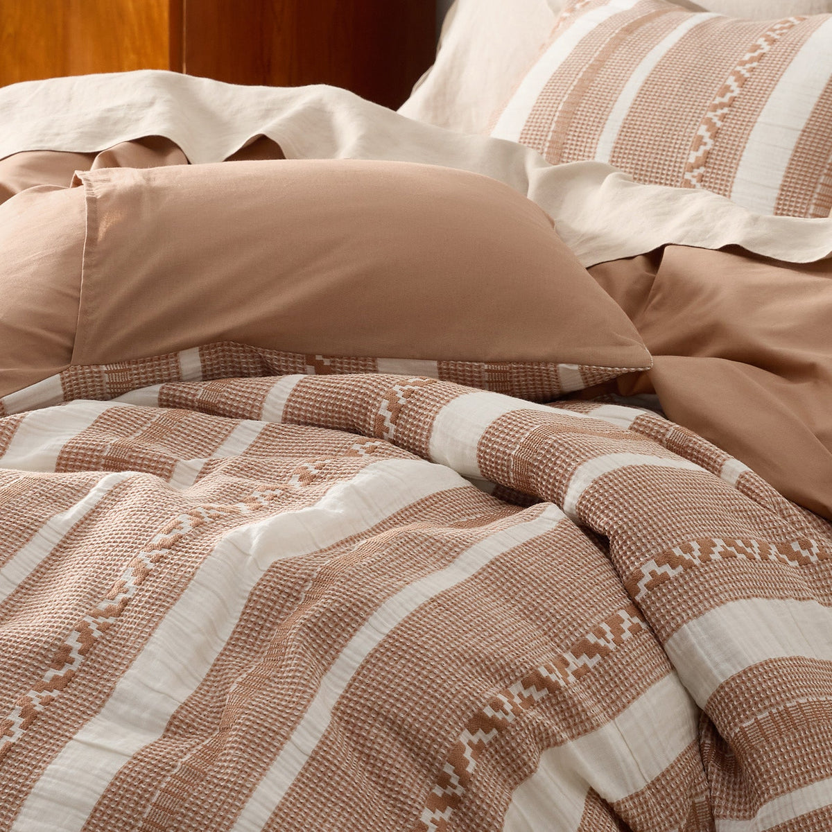 Cotton Boho Waffle Weave Duvet Cover Set