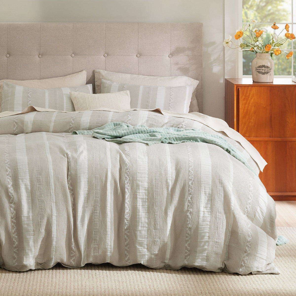 Cotton Boho Waffle Weave Duvet Cover Set