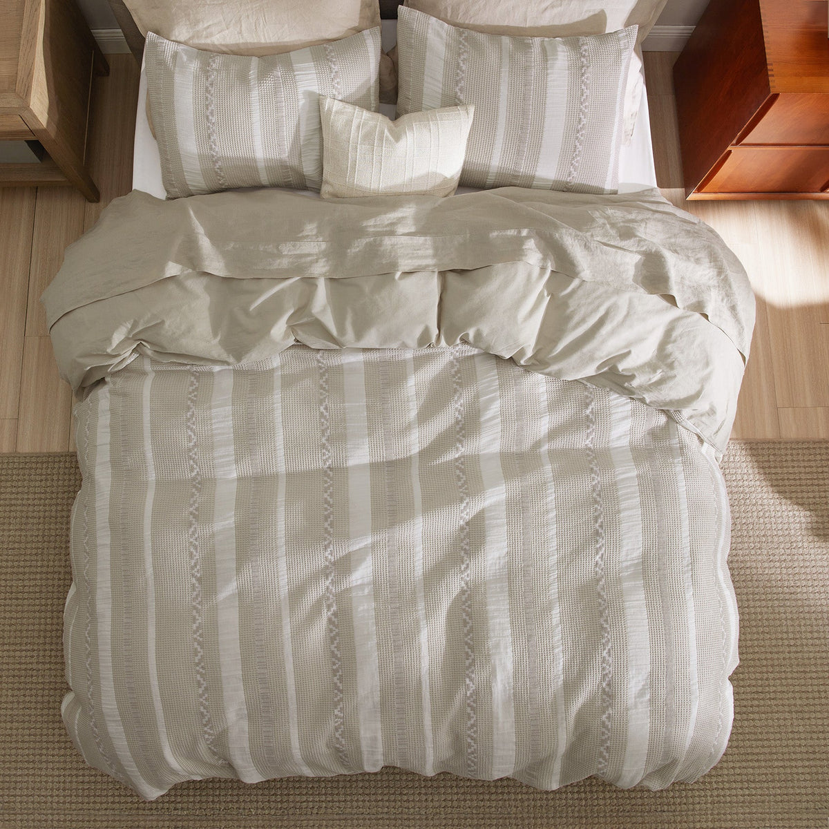 Cotton Boho Waffle Weave Duvet Cover Set