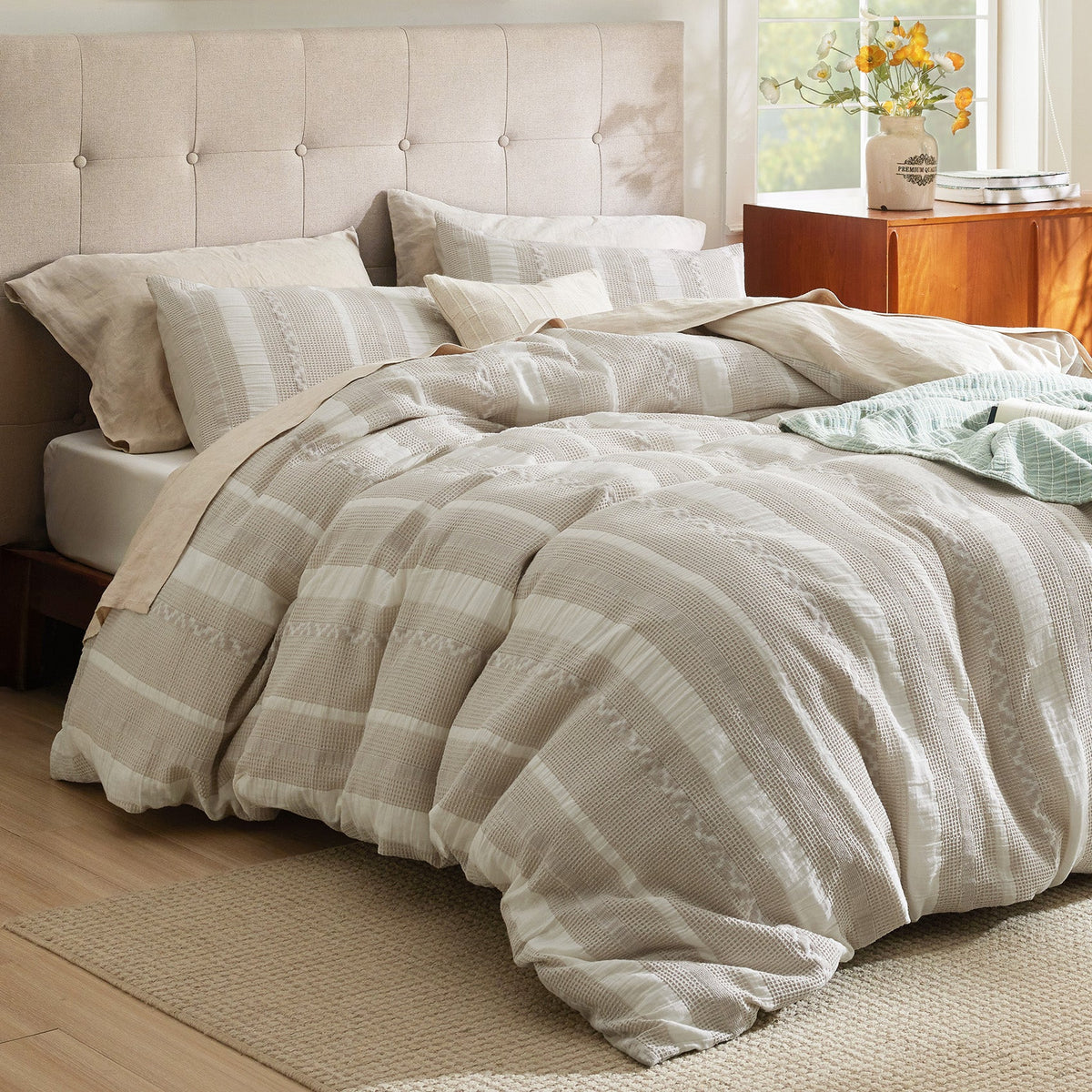 Cotton Boho Waffle Weave Duvet Cover Set