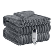 Striped Flannel Heated Blanket