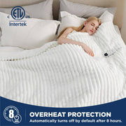 Striped Flannel Heated Blanket