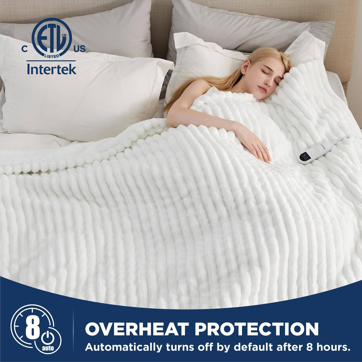 Striped Flannel Heated Blanket