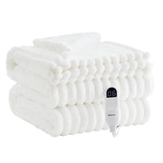 Striped Flannel Heated Blanket