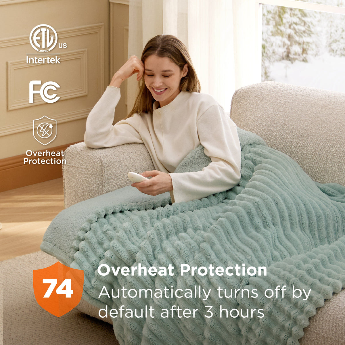 Striped Flannel Heated Blanket