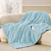 Striped Flannel Heated Blanket