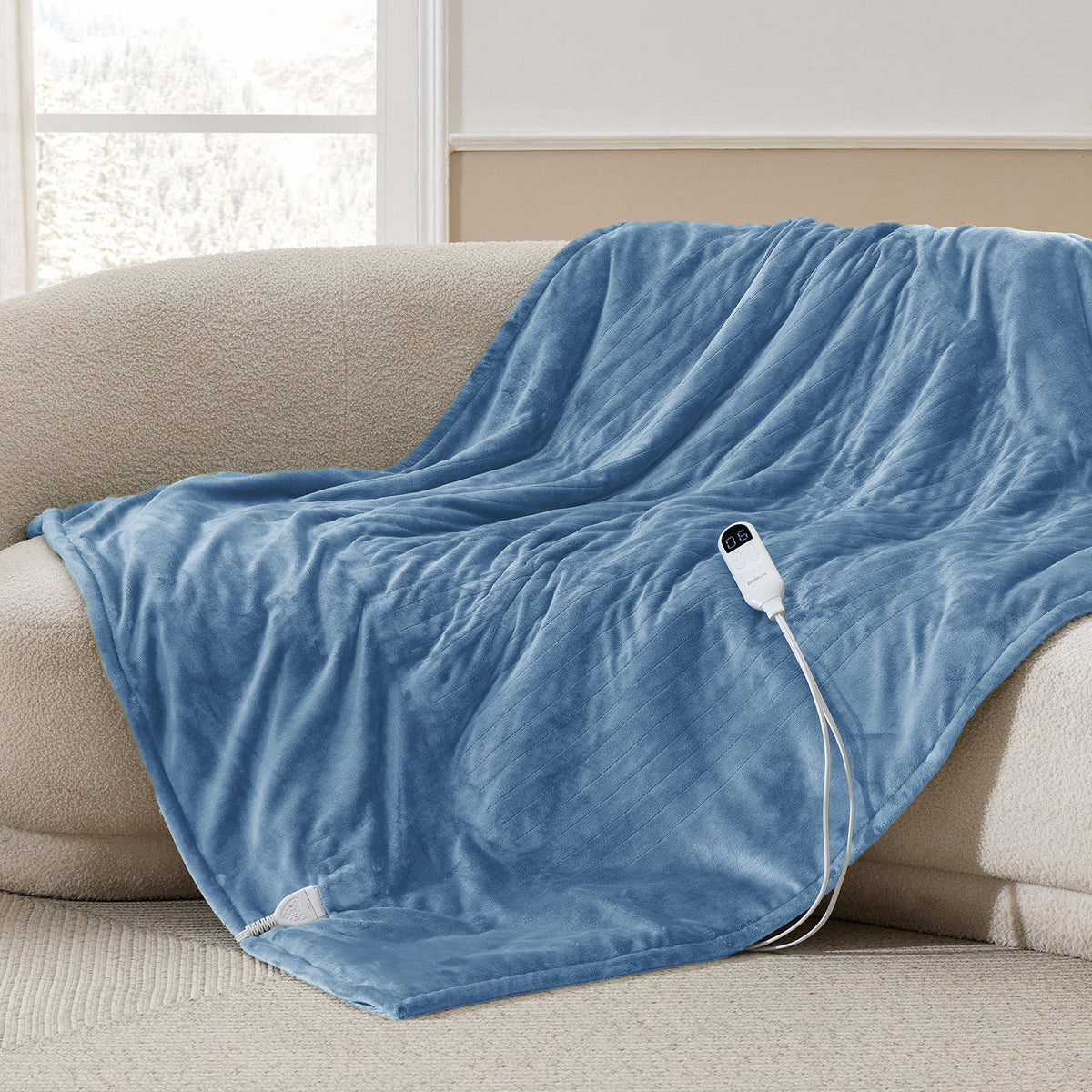 Solid Flannel Heated Blanket