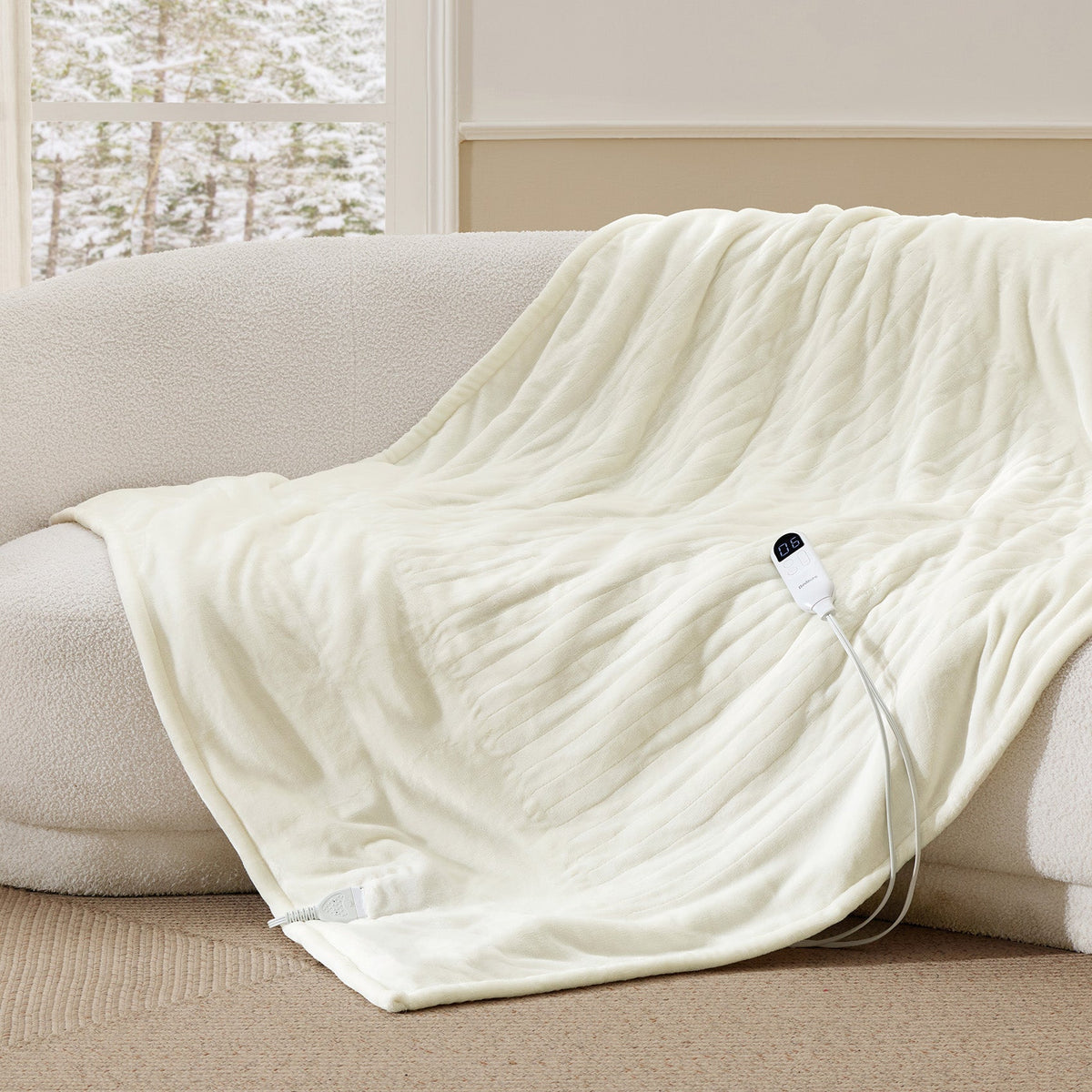 Solid Flannel Heated Blanket
