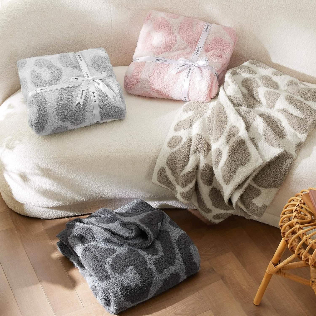 Feather Yarn Throw Blanket