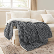 Jacquard Stripes Shaggy Sherpa Blanket