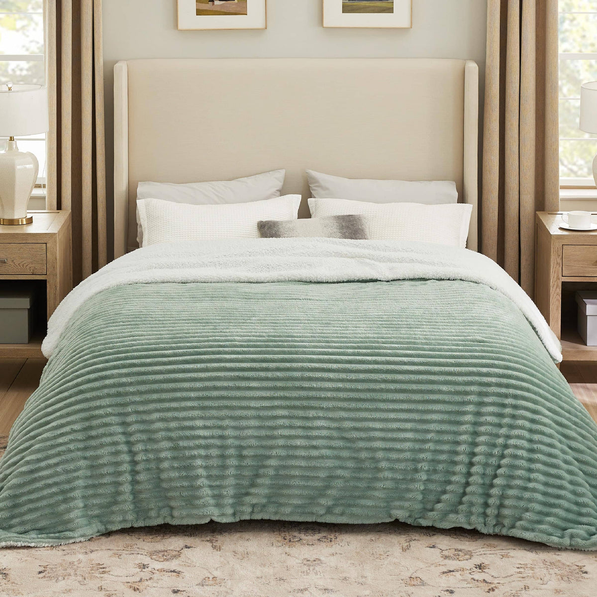 Jacquard Stripes Shaggy Sherpa Blanket