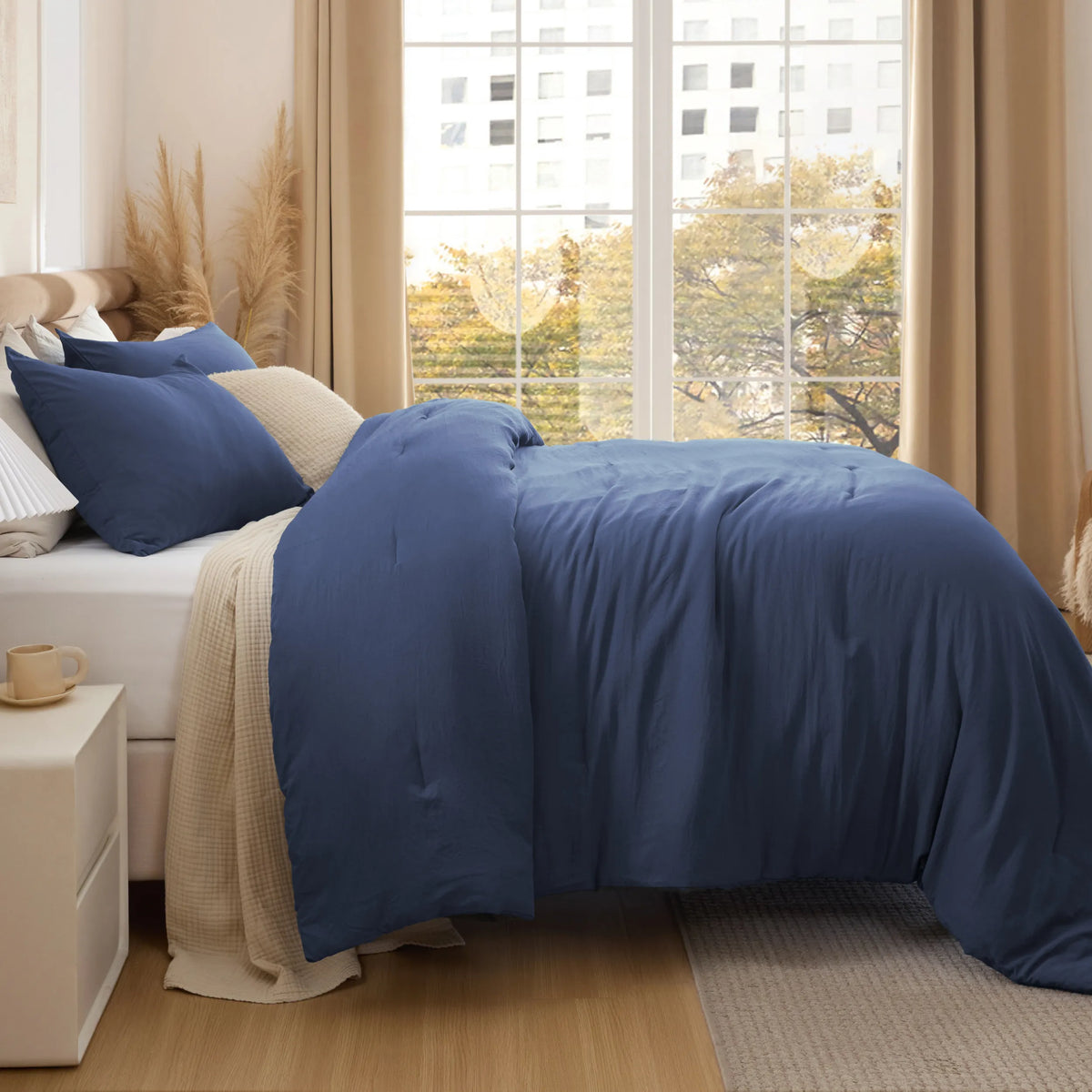 Prewashed Plain Comforter Set