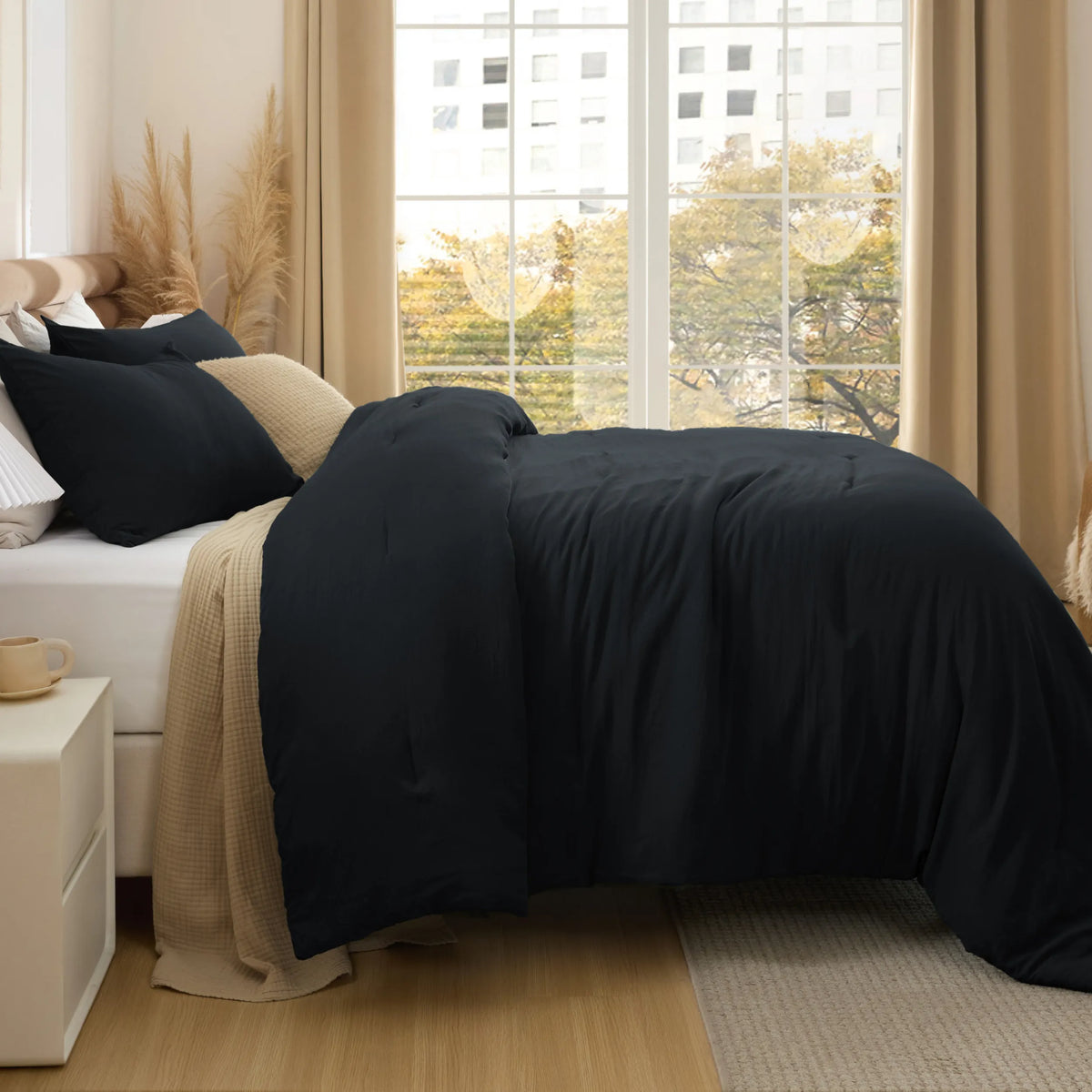 Prewashed Plain Comforter Set