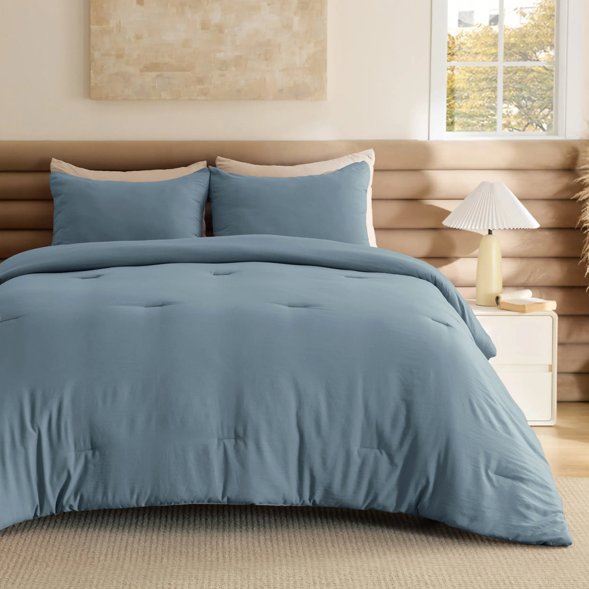 Prewashed Plain Comforter Set