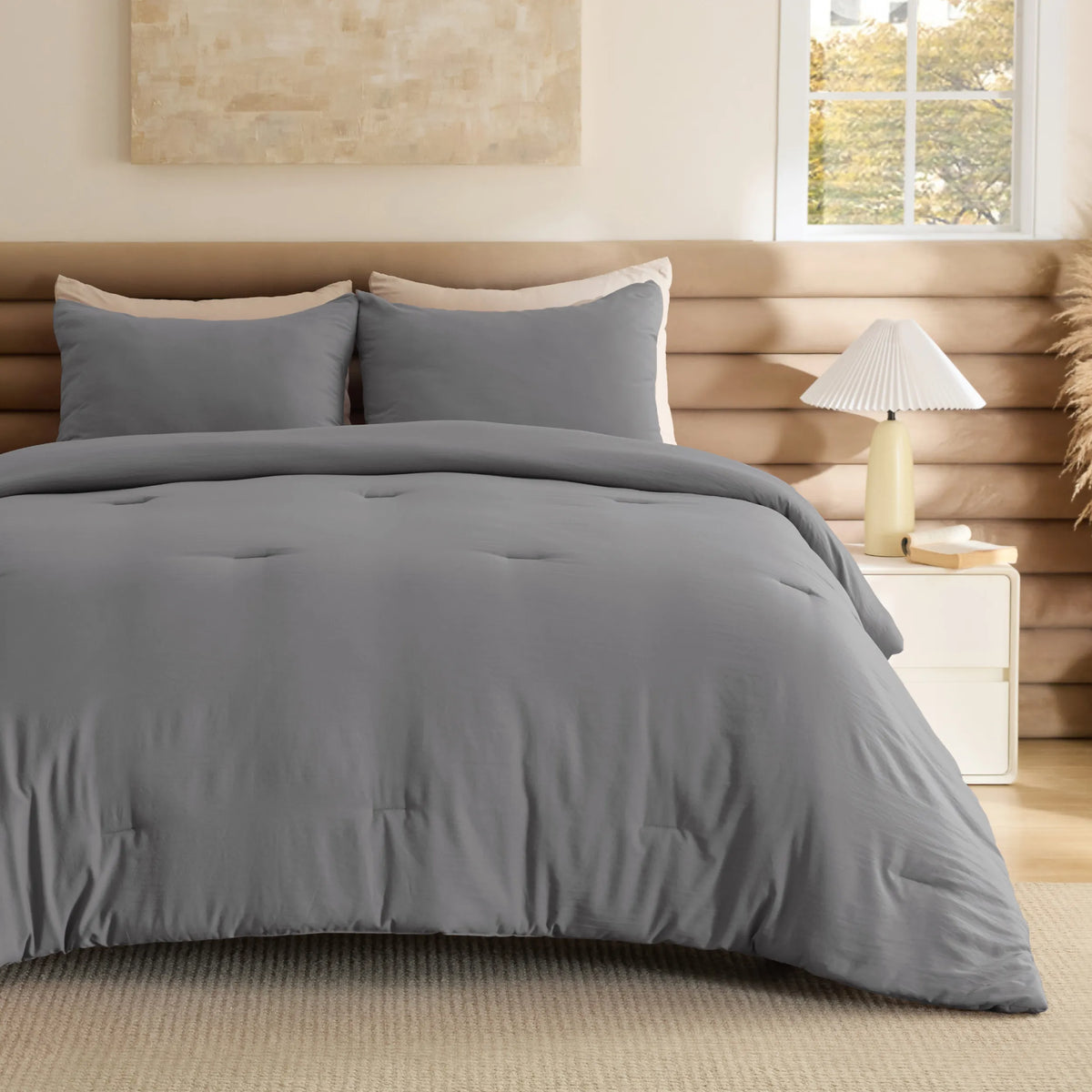 Prewashed Plain Comforter Set