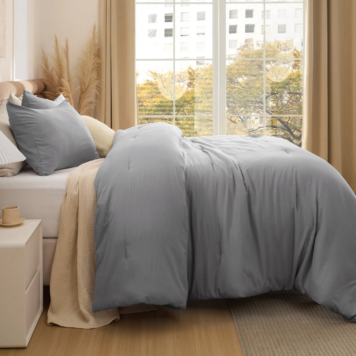 Prewashed Plain Comforter Set