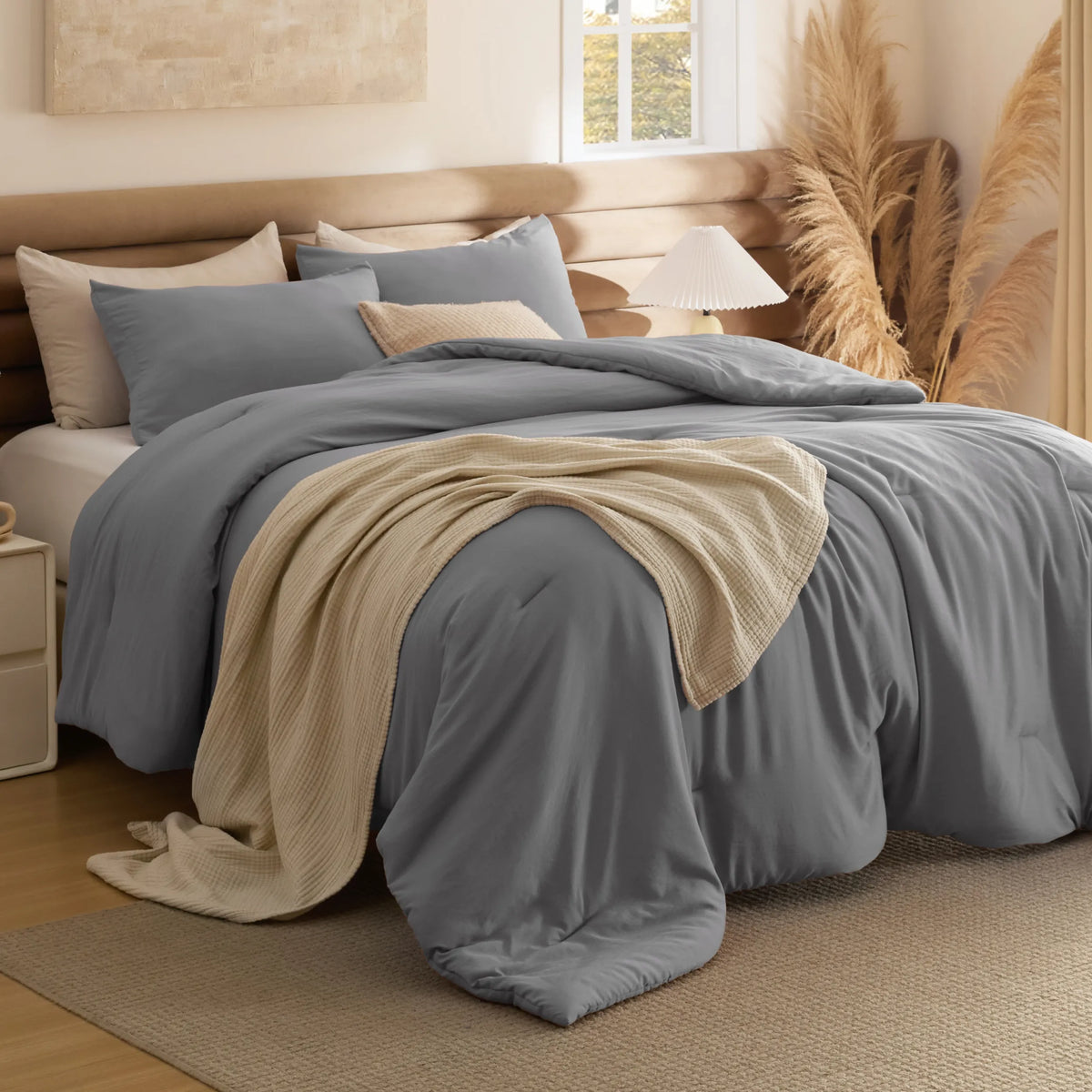 Prewashed Plain Comforter Set