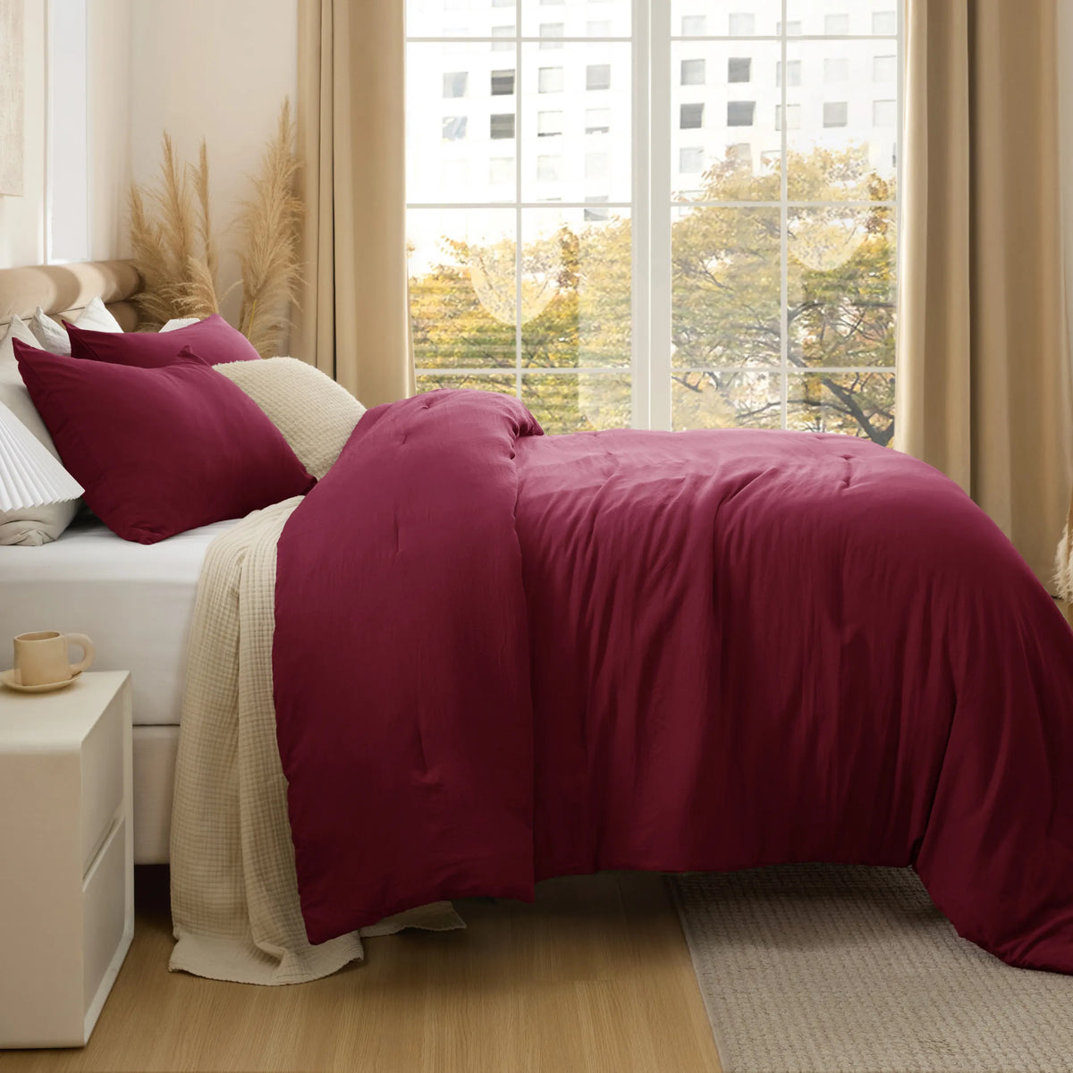 Prewashed Plain Comforter Set