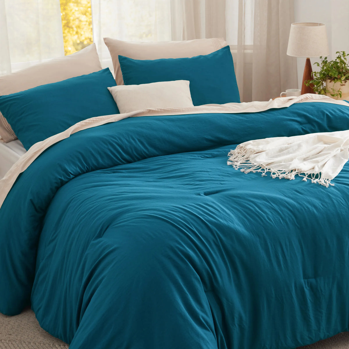 Prewashed Plain Comforter Set