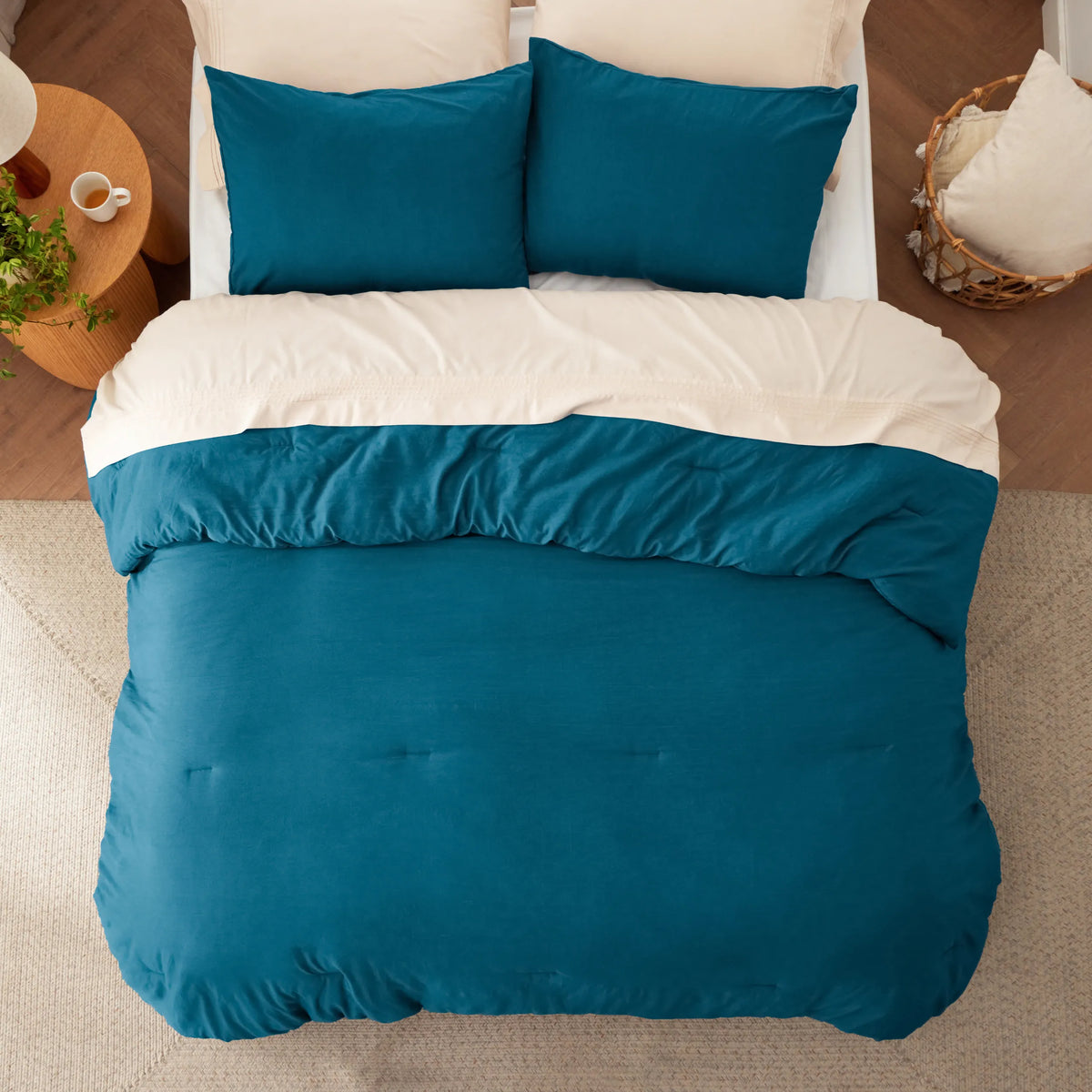 Prewashed Plain Comforter Set