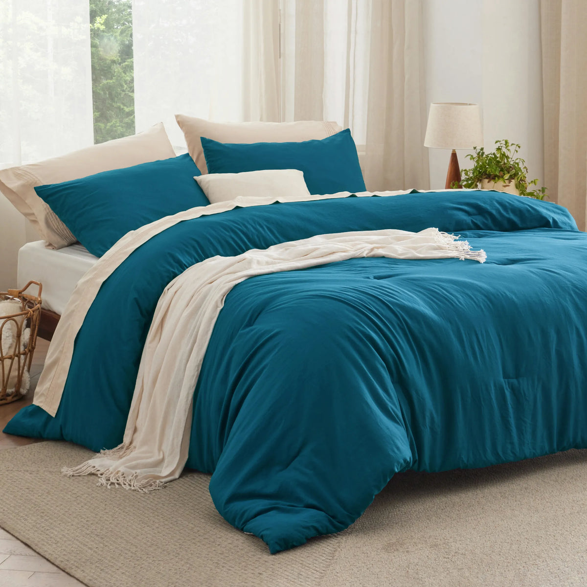 Prewashed Plain Comforter Set