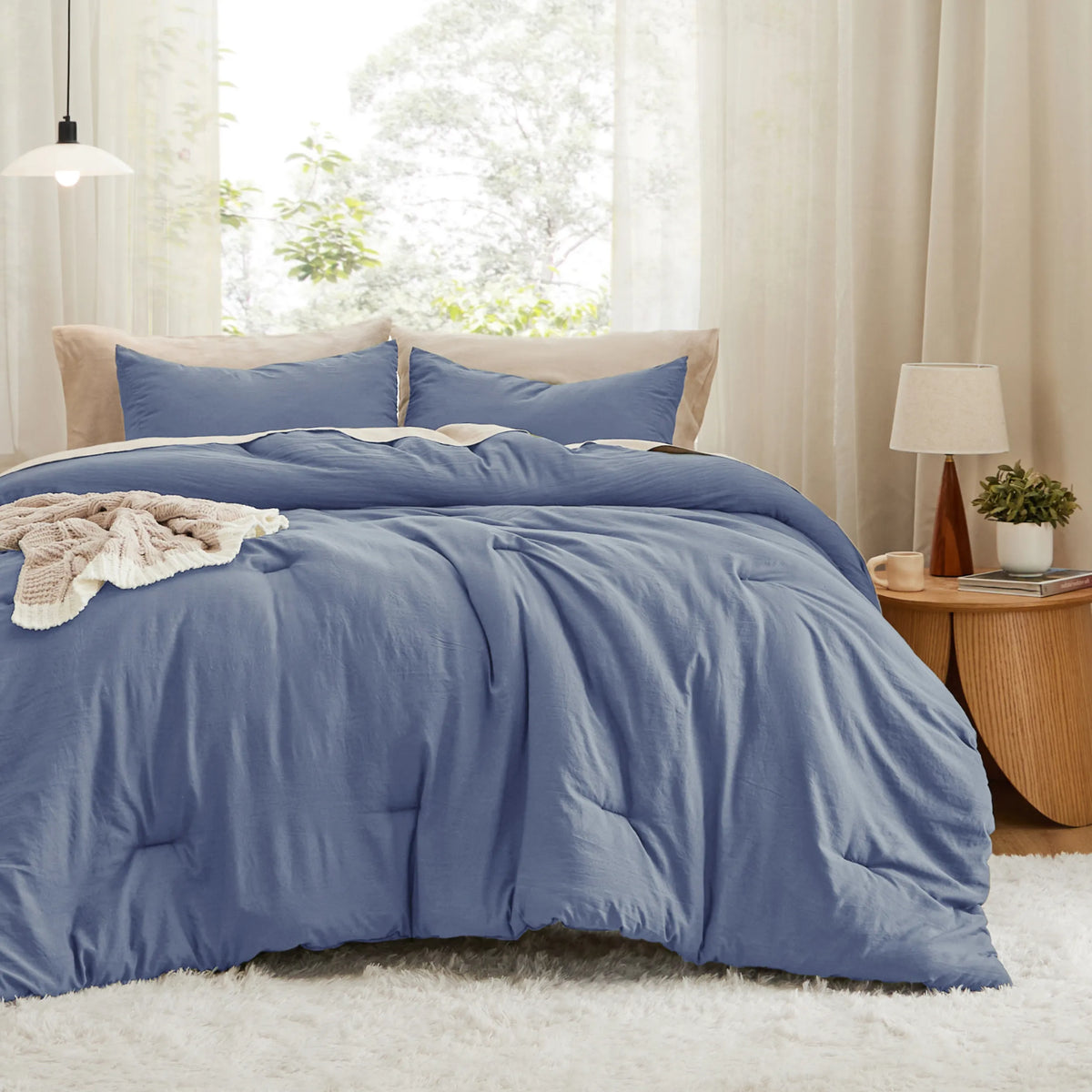 Prewashed Plain Comforter Set