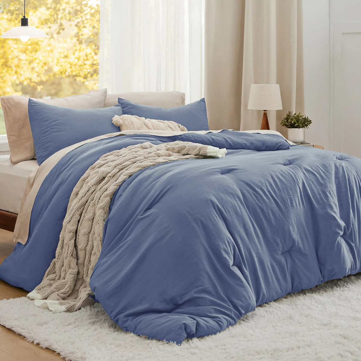 Prewashed Plain Comforter Set