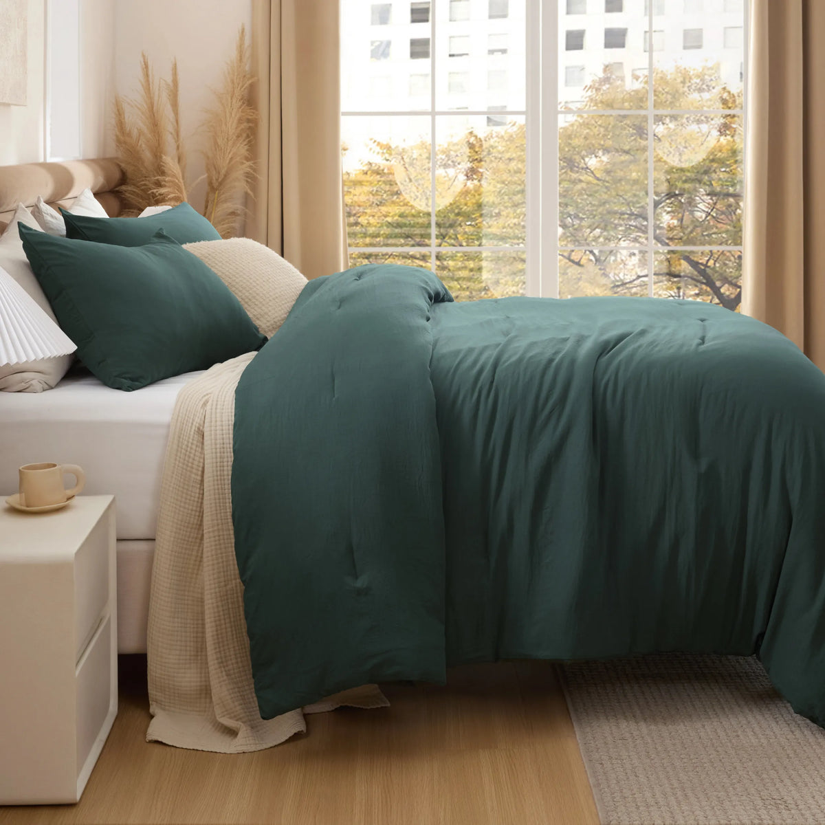 Prewashed Plain Comforter Set