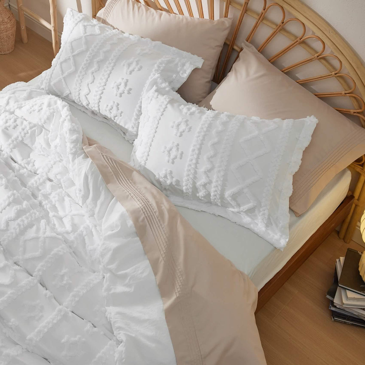 Boho Tufted Embroidery Duvet Cover Set