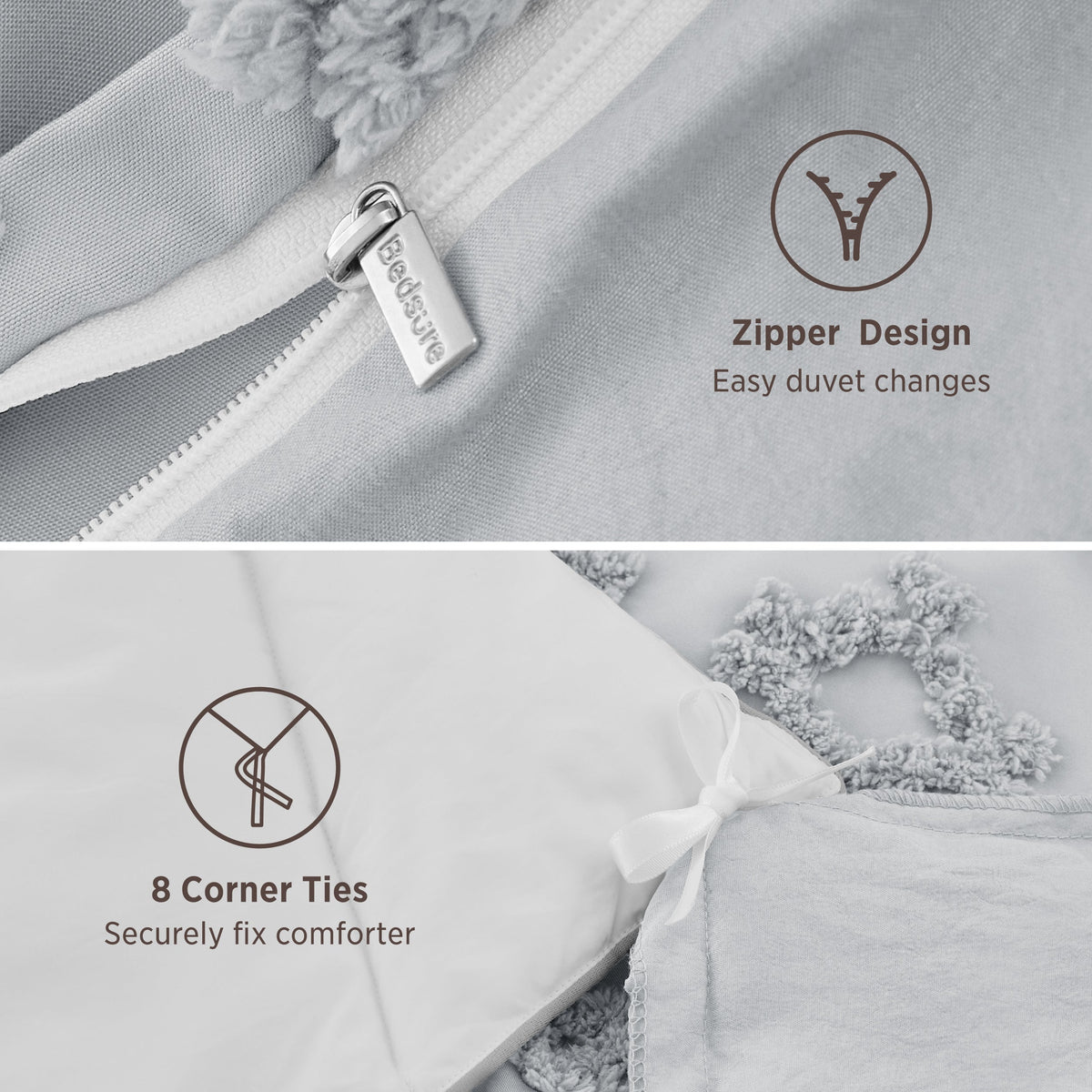 Boho Tufted Embroidery Duvet Cover Set