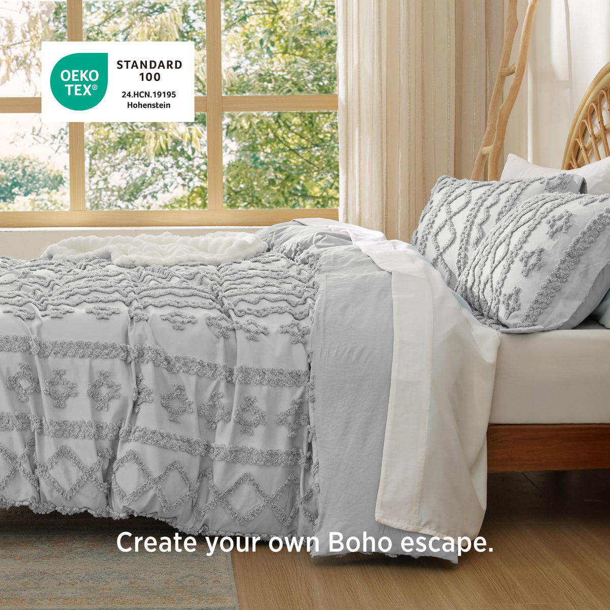 Boho Tufted Embroidery Duvet Cover Set
