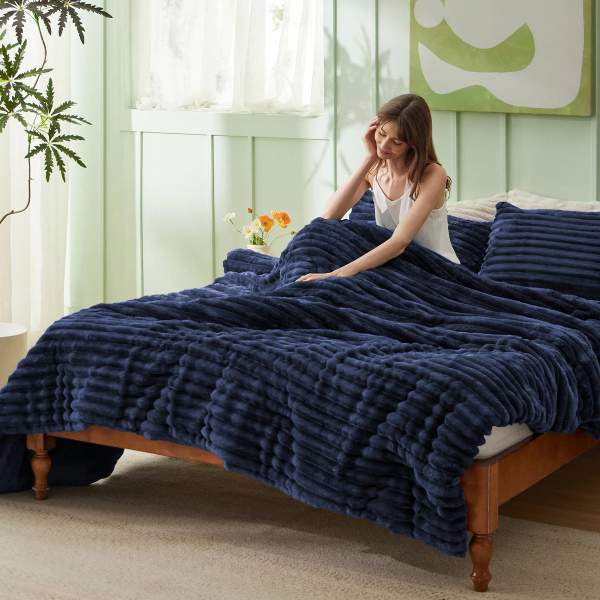 Striped Flannel Comforter Set