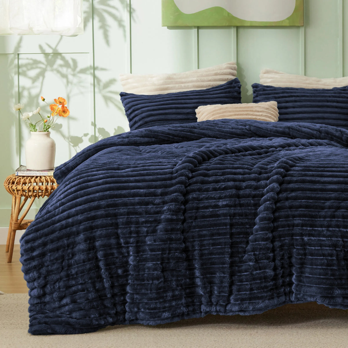 Striped Flannel Comforter Set