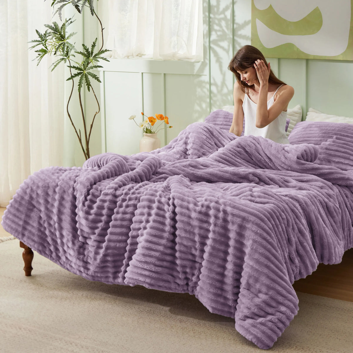 Striped Flannel Comforter Set