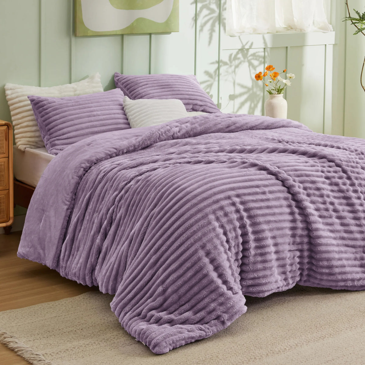Striped Flannel Comforter Set