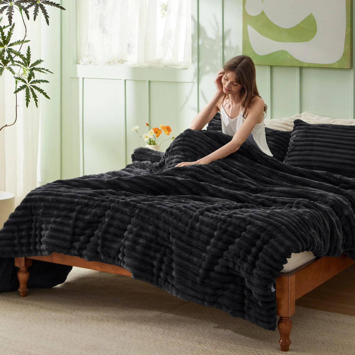 Striped Flannel Comforter Set
