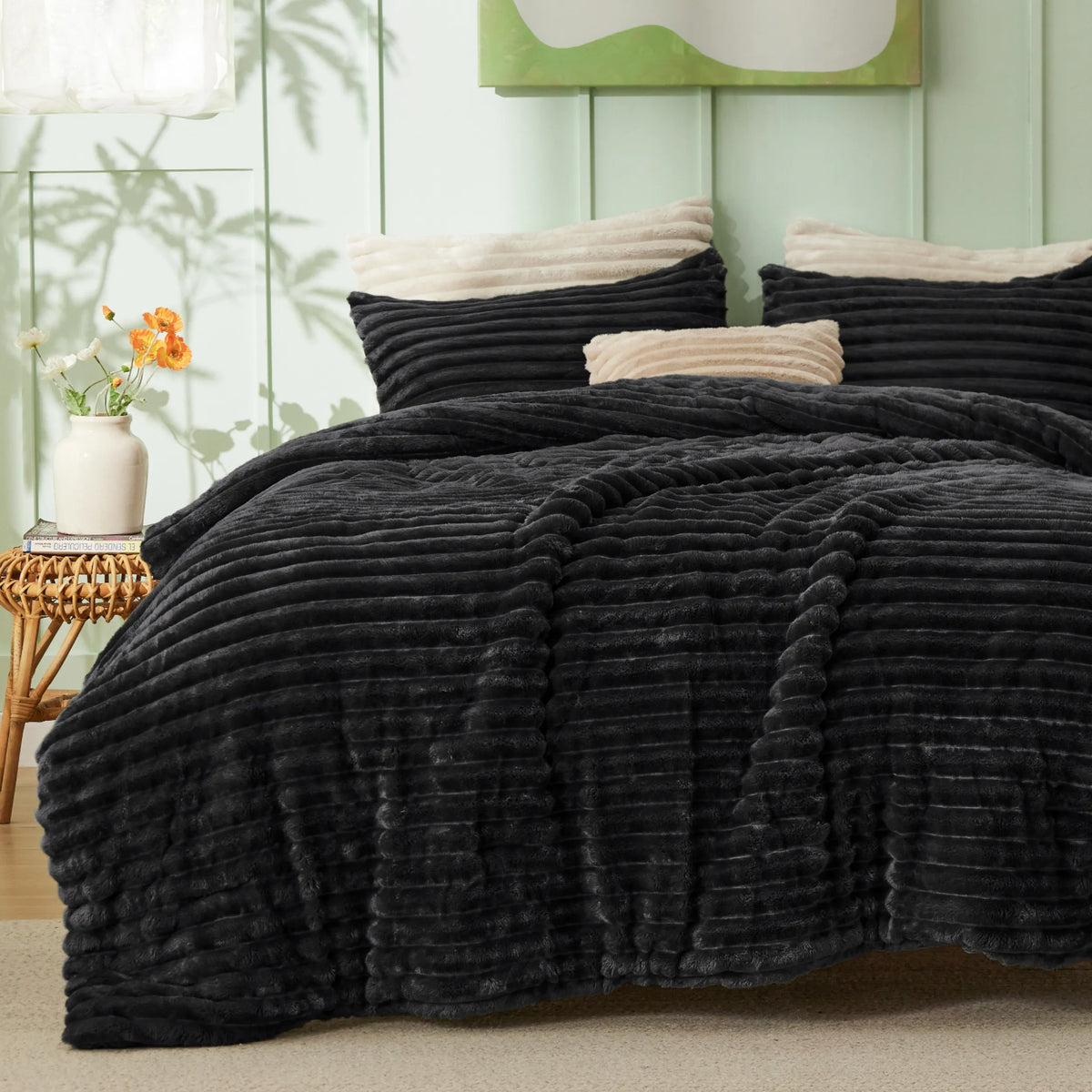 Striped Flannel Comforter Set